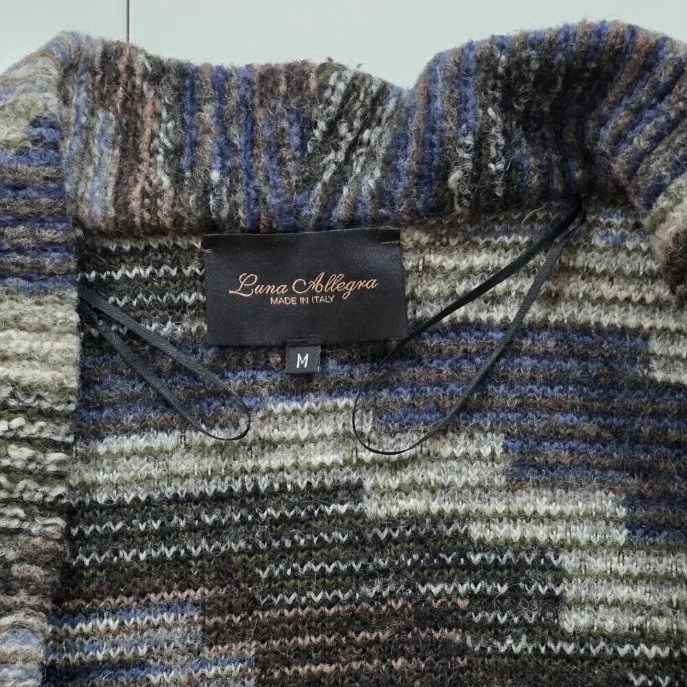 Luna Allegra Cardigan Womens M Multi LS Open Front Wool Blend Cottage Slouchy